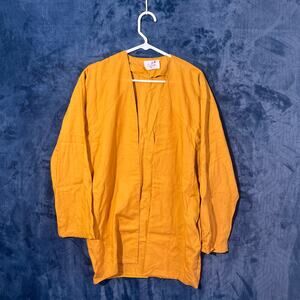 Vintage 1980s Caron Chicago Made in USA Yellow Open Cardigan Sweater Womans XXL